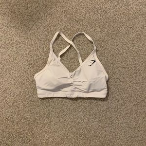Gymshark White Ruched Sports Bra